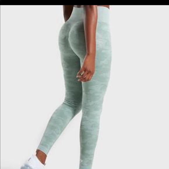 Gymshark camo seamless leggings Sage Green S - Picture 2 of 7